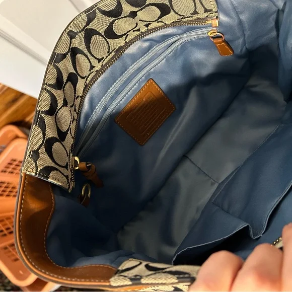 Coach Patchwork Tote Bag - Blue and Brown - Picture 3 of 7